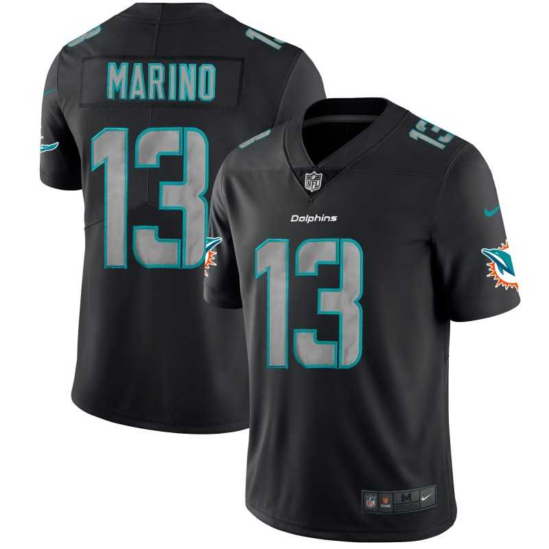 Men's Miami Dolphins #13 Dan Marino Black 2018 Impact Limited Stitched NFL Jersey Dyin